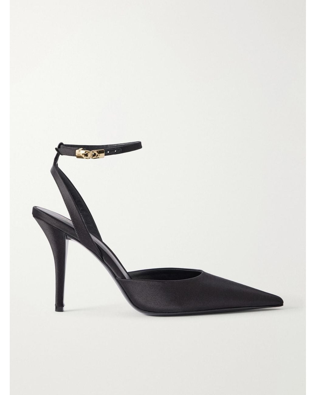 Balmain White 100 Embellished Satin Pumps