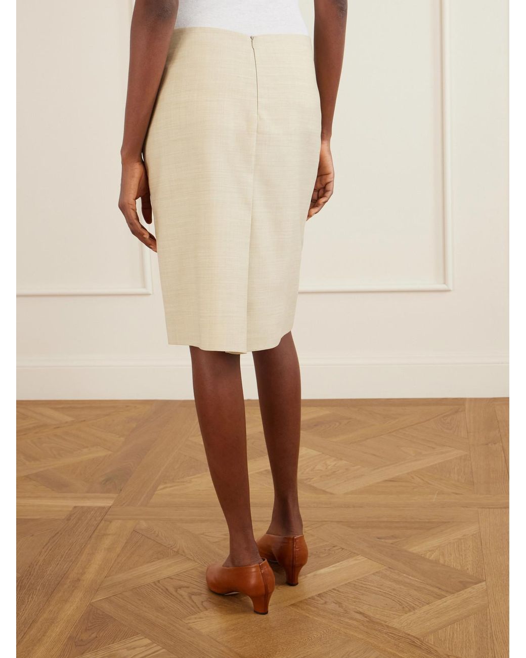 Calvin Klein Natural Lunas Wool Midi Skirt