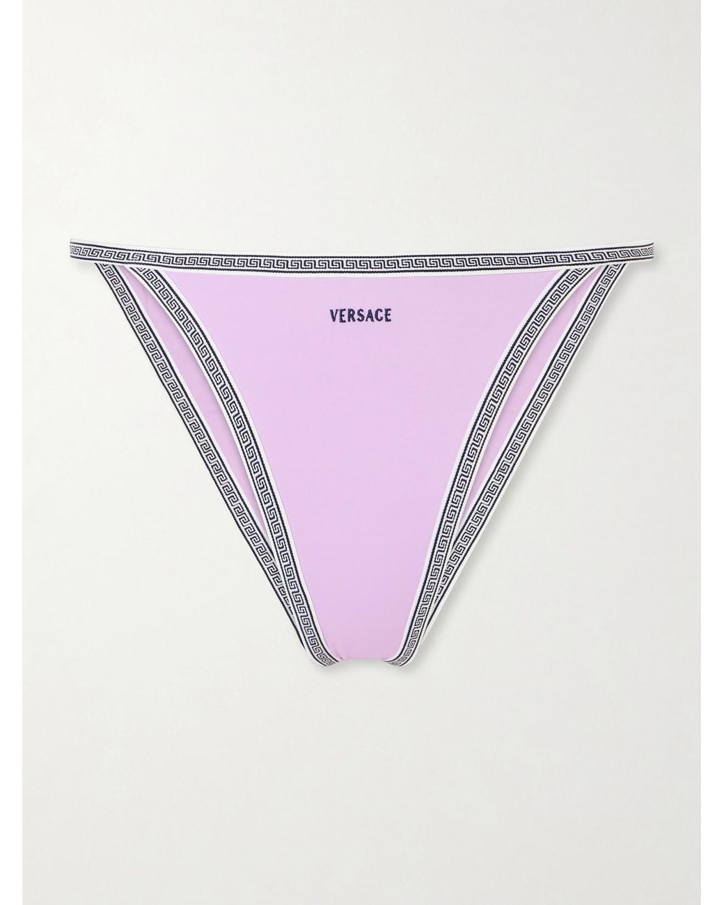 Versace Purple Greca-Embroidered Bikini Briefs