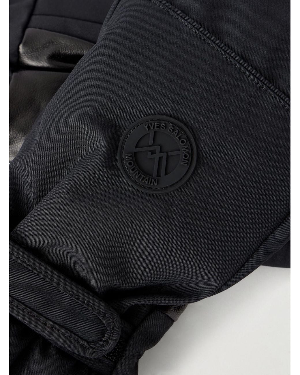 Yves Salomon Black Logo-Appliquéd Padded Leather-Trimmed Shell Ski Mittens