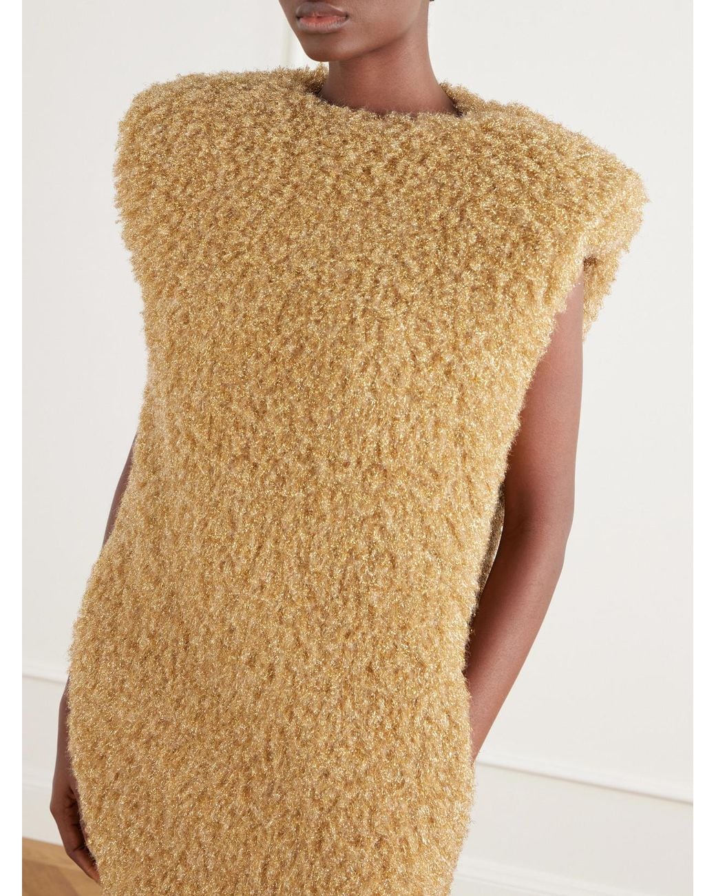 Willy Chavarria Natural Metallic Plush Midi Dress