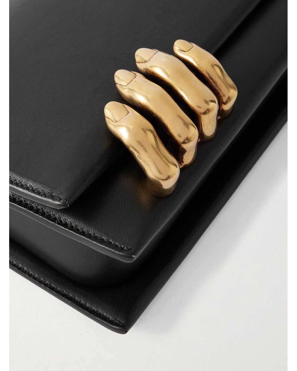 Khaite Black Embellished Textured-Leather Clutch