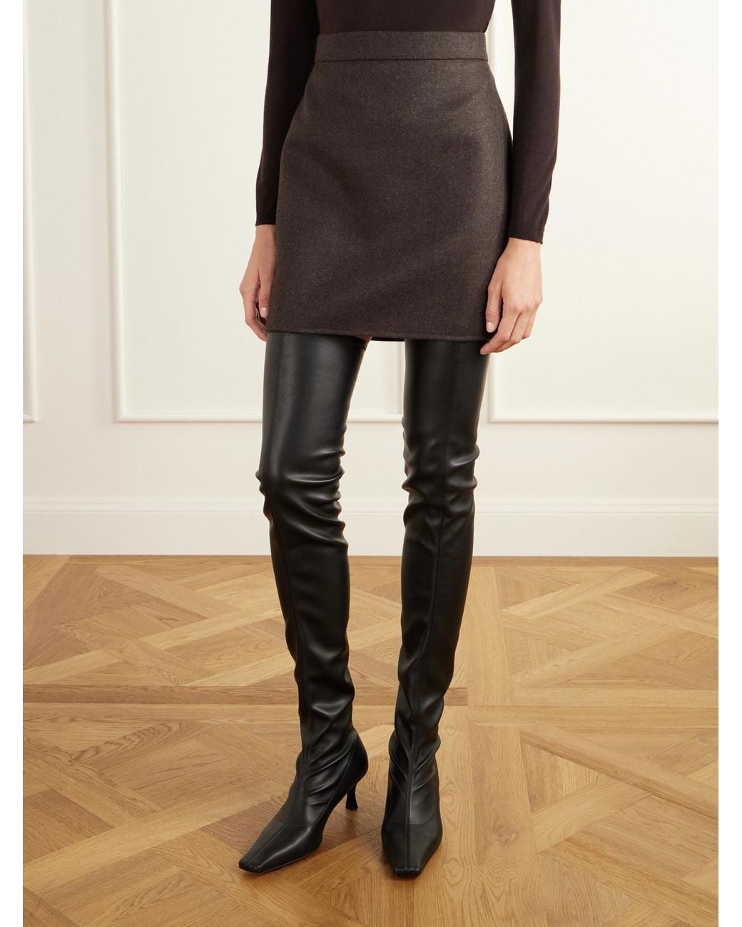Max Mara Black Sacinoso Wool-Felt Mini Skirt