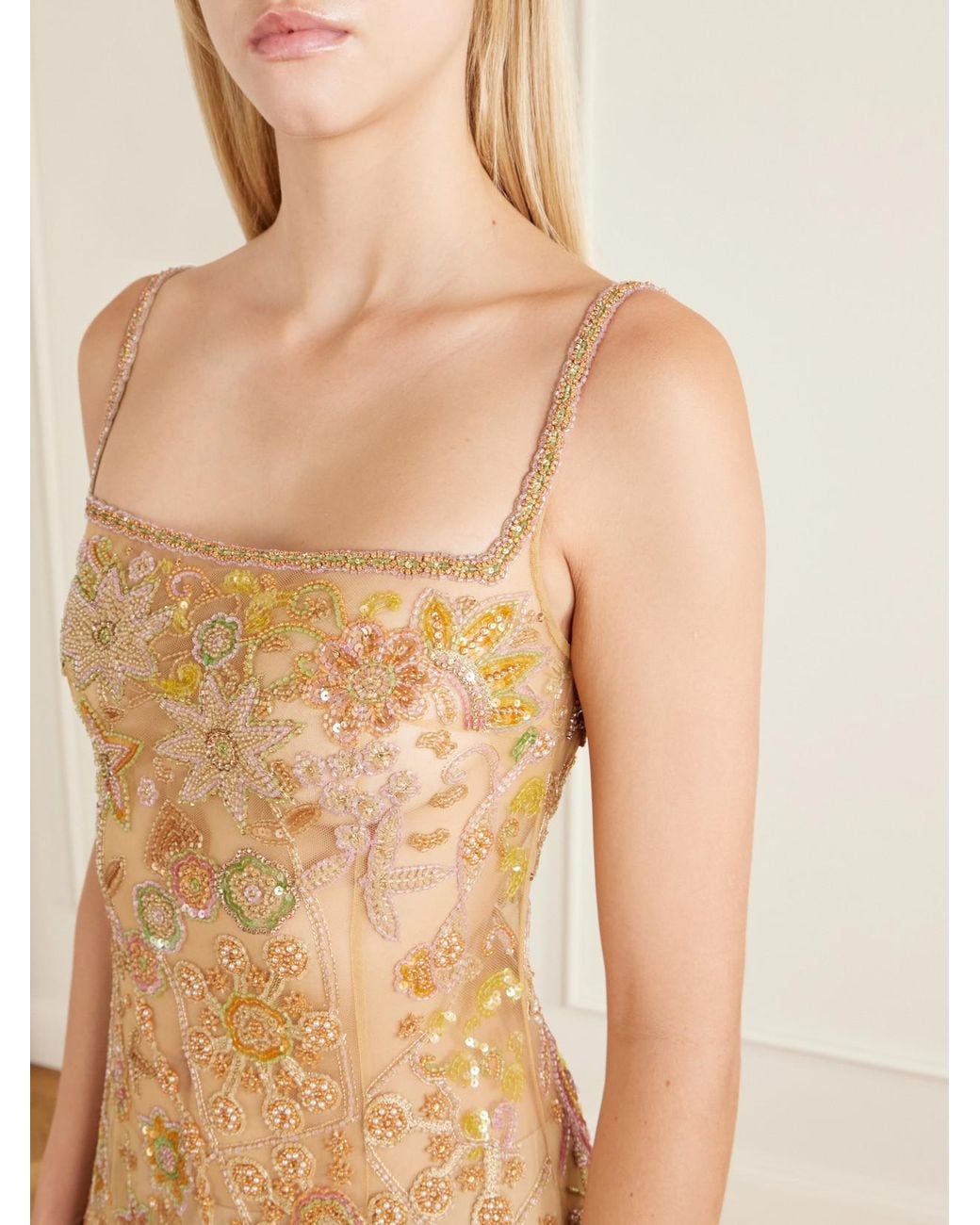 Clio Peppiatt Metallic Soléa Embellished Tulle Gown
