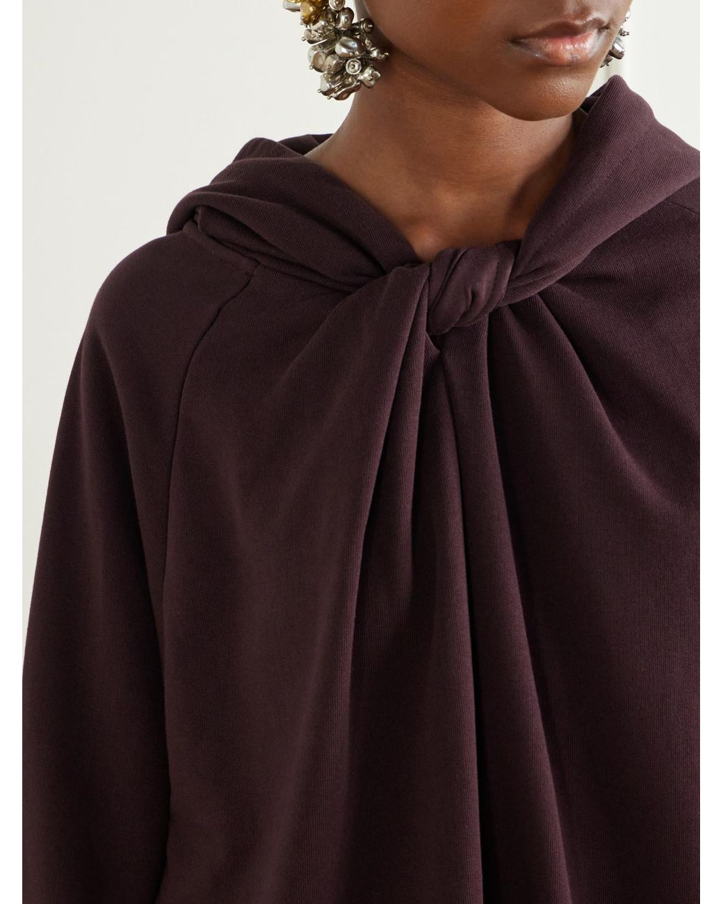 Dries Van Noten Purple Knotted Cotton-Jersey Hoodie