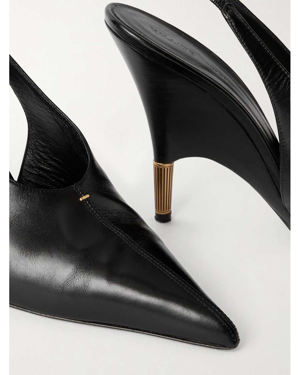 Khaite Black Bella Leather Slingback Pumps