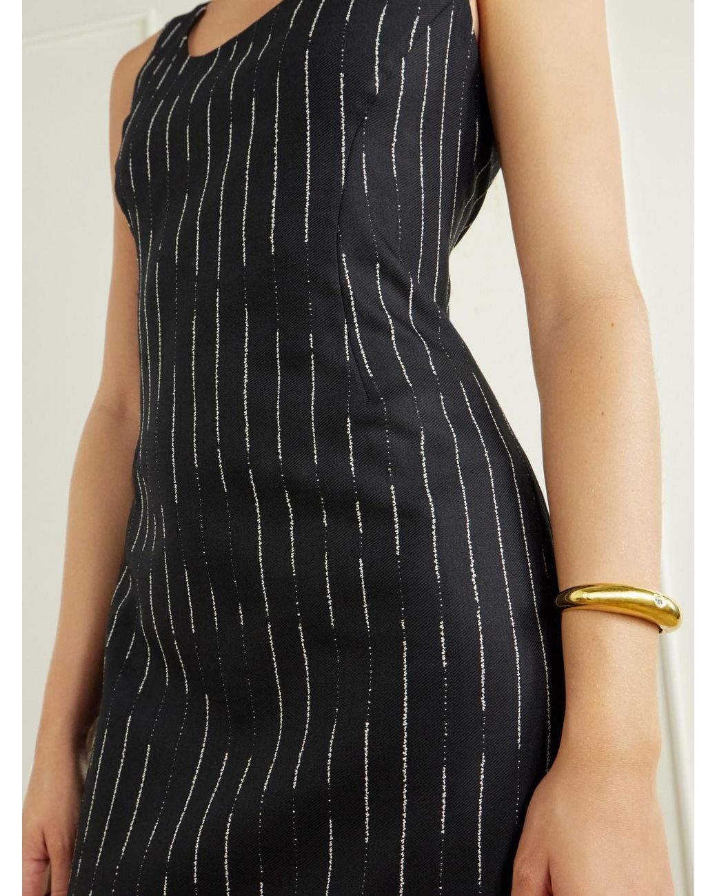 Kallmeyer Blue Isadora Striped Wool Midi Dress