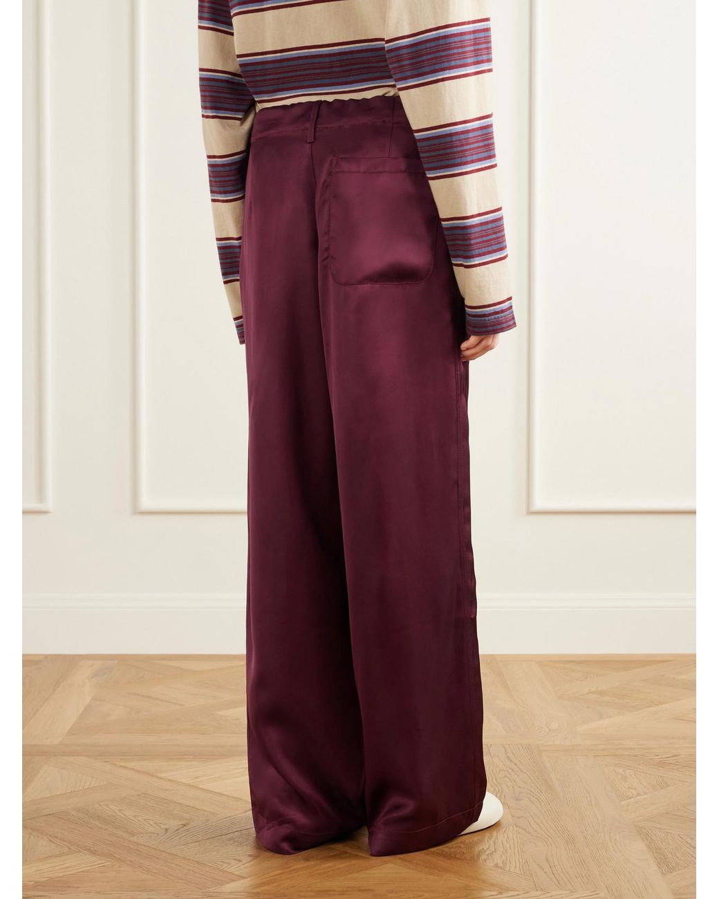 Sanderlak Purple Satin Wide-Leg Pants