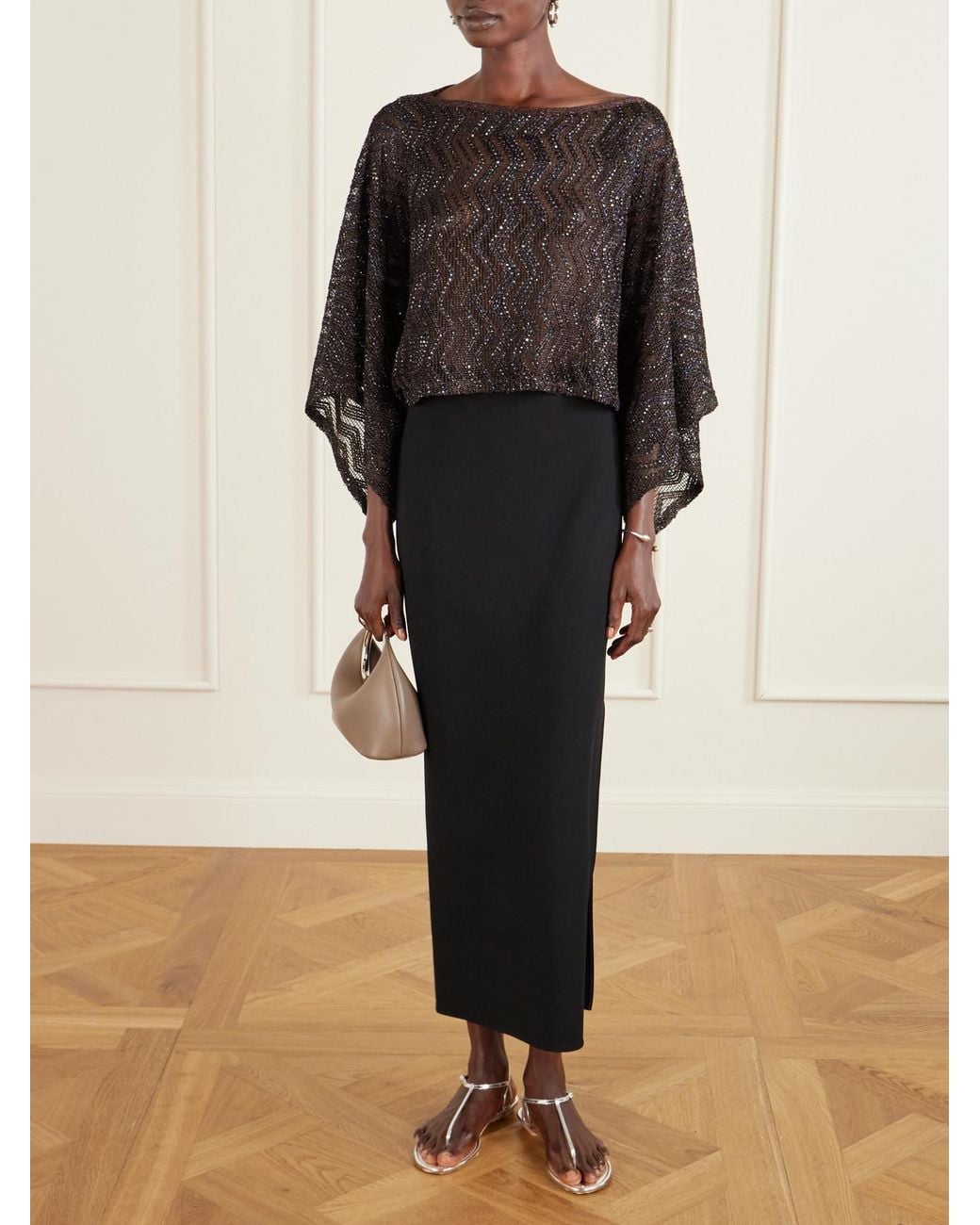 Missoni Black Mare Cropped Sequin-Embellished Crochet-Knit Top