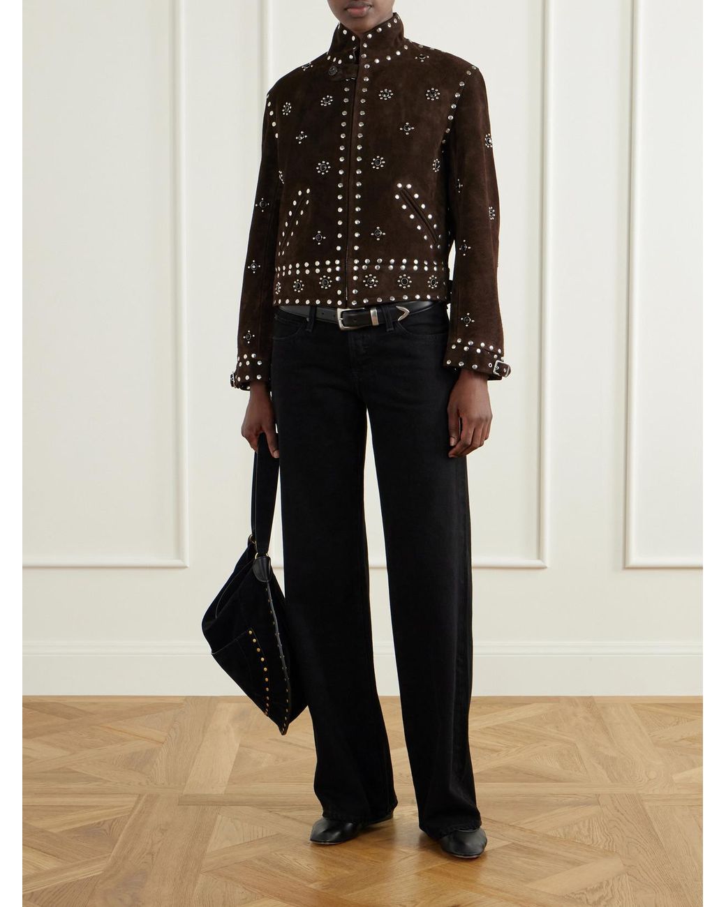 Bode Brown Howard Studded Suede Jacket