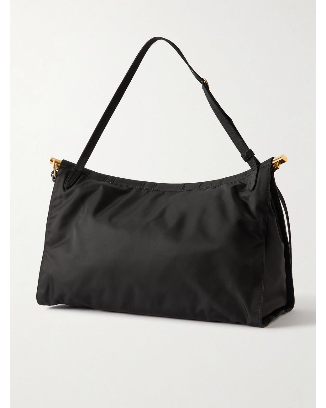 Alaïa Black Click E/W Large Leather-Trimmed Shell Shoulder Bag