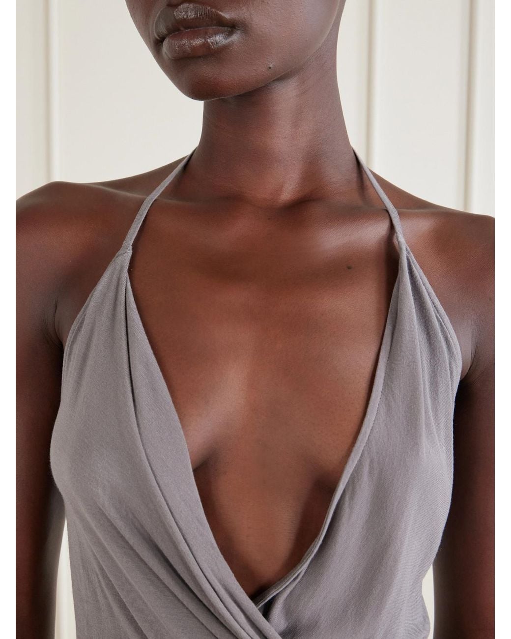 Rick Owens Gray Draped Jersey Tank