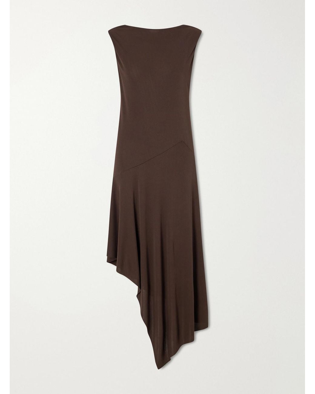 Alaïa Brown Asymmetric Crepe- Jersey Midi Dress