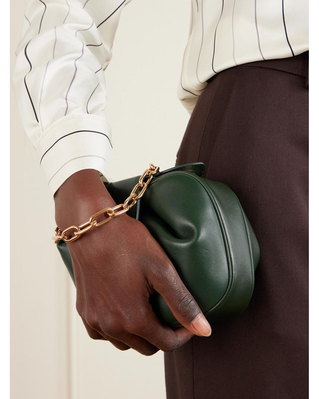 Gabriela Hearst Green Soft Demi Leather Clutch