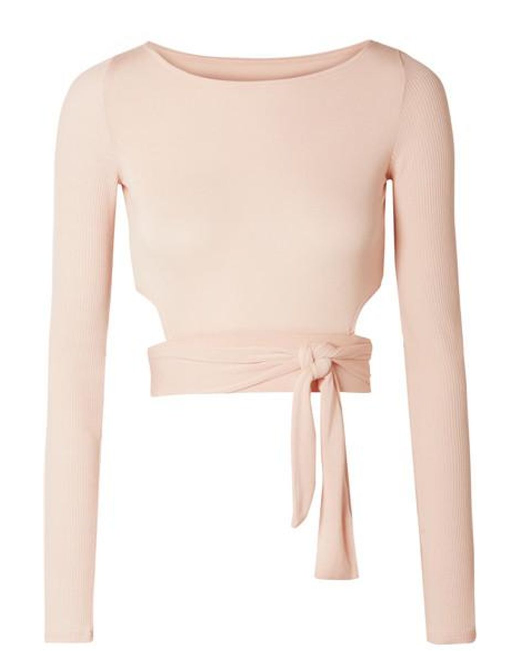 Alo Yoga Barre Long-sleeve Tie-waist Crop Top in Pink | Lyst