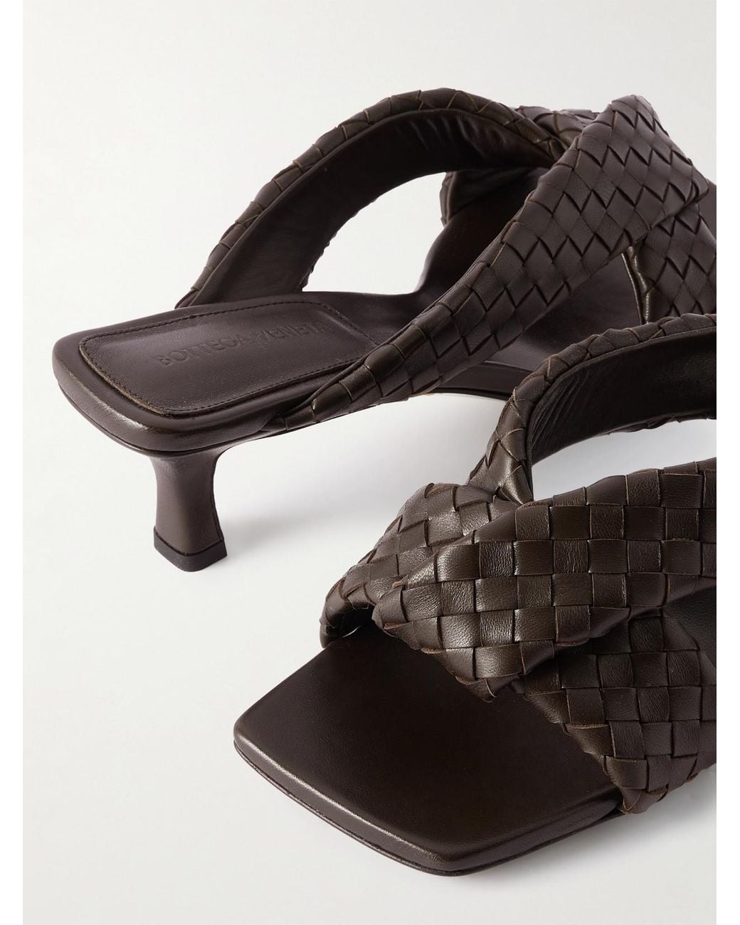 Bottega Veneta Brown Riva Intrecciato Leather Mules