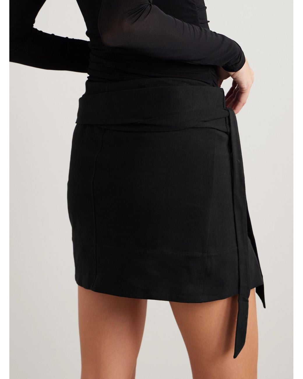 Isabel Marant Black Berenice Asymmetric Draped Cotton-Jersey Mini Wrap Skirt
