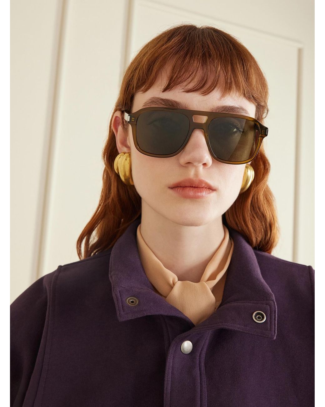 Saint Laurent Brown Aviator-Style Acetate Sunglasses
