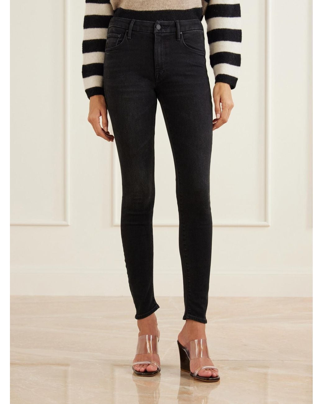 Mother Black The Looker Mid-Rise Skinny Jeans