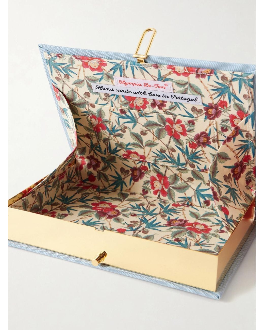 Olympia Le-Tan White Lobster Appliquéd Embroidered Canvas Clutch