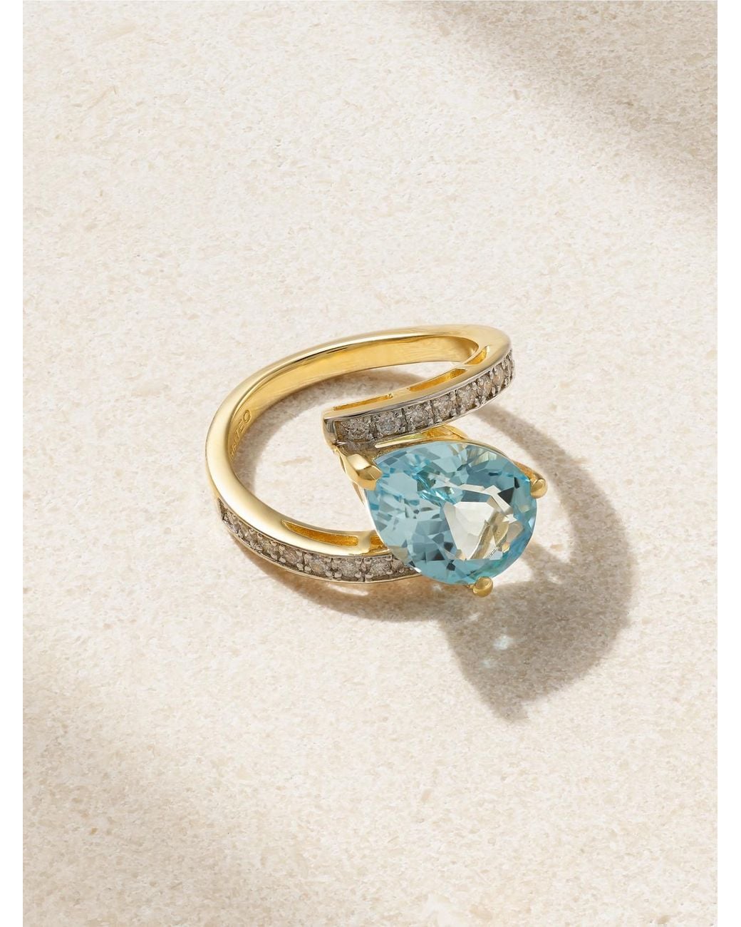 Mateo Natural Slanted 14-Karat, Topaz And Diamond Ring