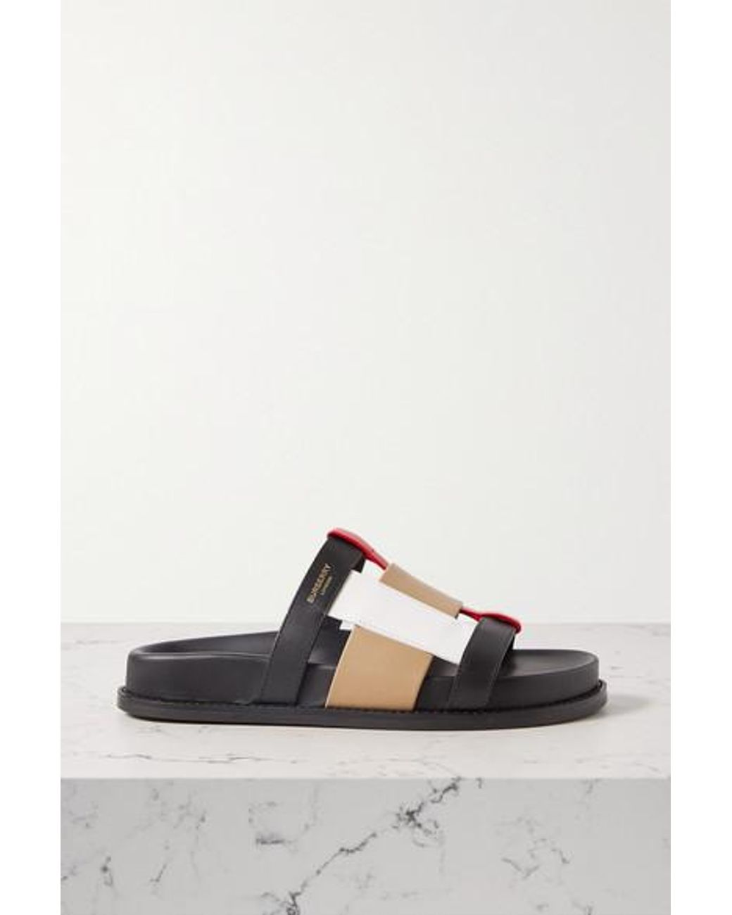 Burberry Color-block Leather Slides in Black | Lyst Canada