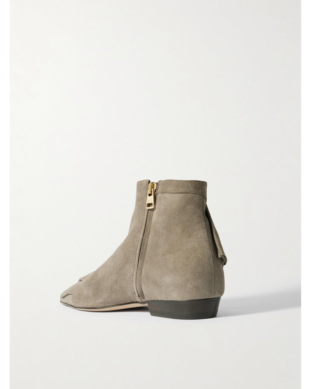 J.W. Anderson Gray Ruffled Suede Ankle Boots