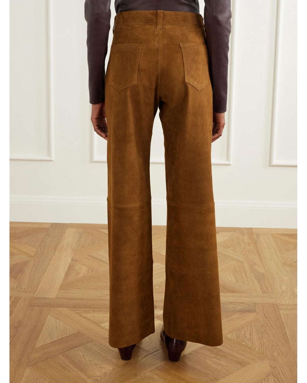 Stouls Brown Lilou Cropped Suede Wide-Leg Pants