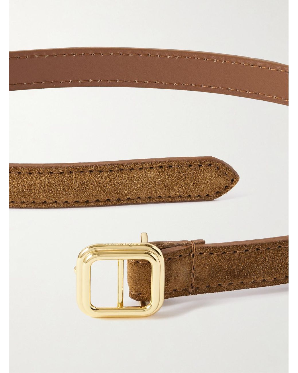 LIE STUDIO Brown The Georgia Slim Suede Belt
