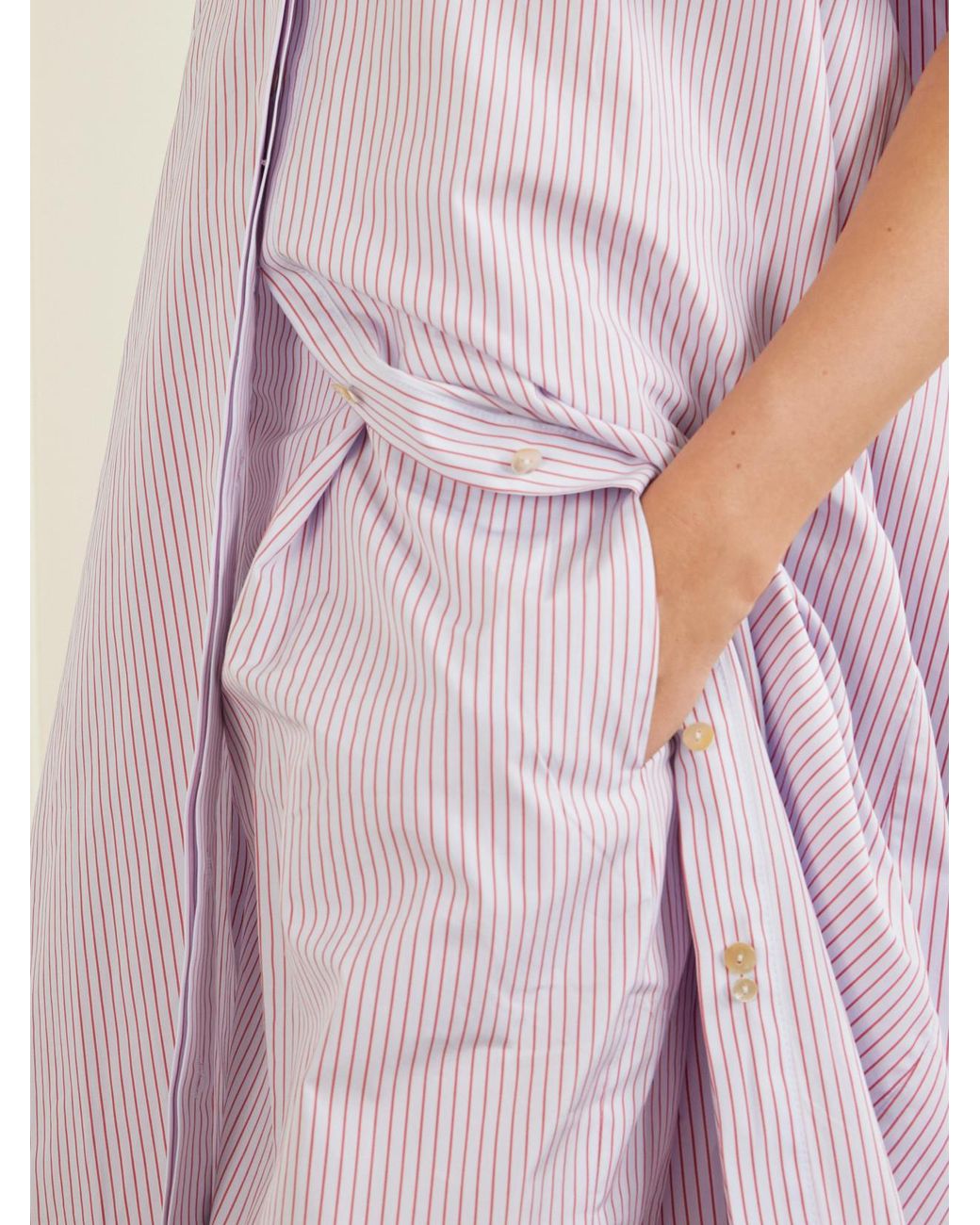 RÙADH Pink Dean Pleated Striped Organic Cotton-Poplin Wide-Leg Pants