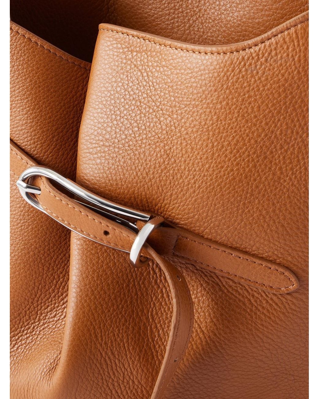Liffner White Belted Leather Bucket Bag