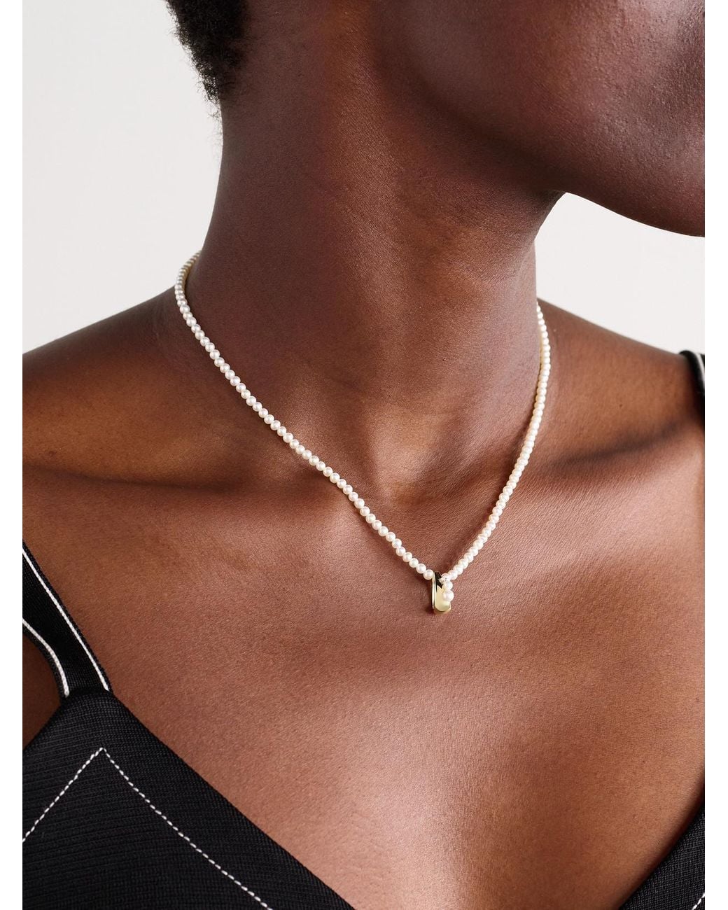 Mizuki Natural 14-Karat, Pearl And Diamond Necklace