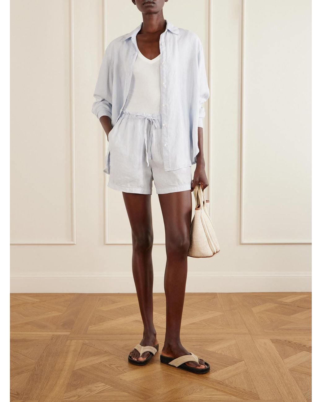 James Perse White Cropped Cotton-Blend Jersey T-Shirt
