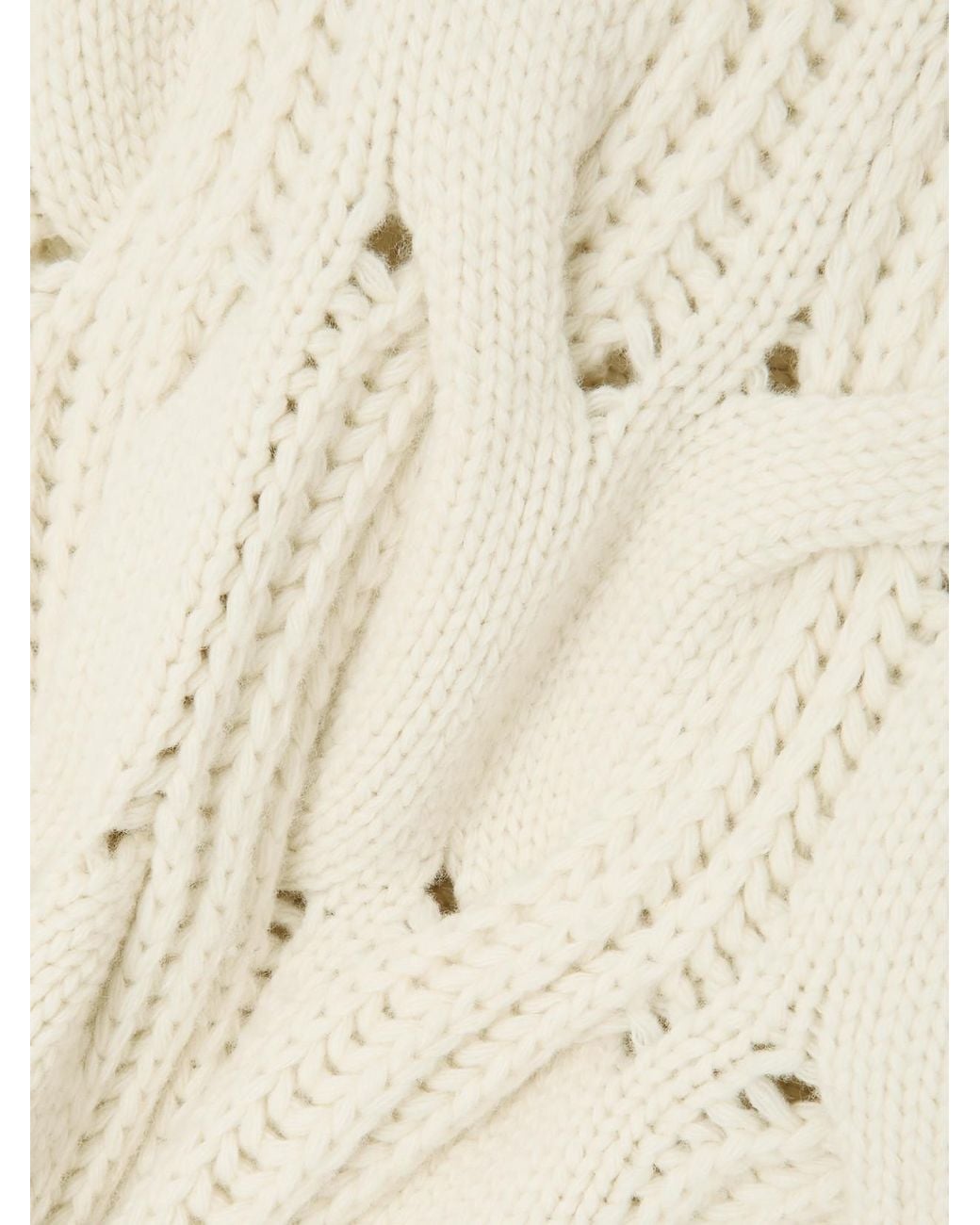 Bottega Veneta Natural Cropped Cable-Knit Wool Sweater