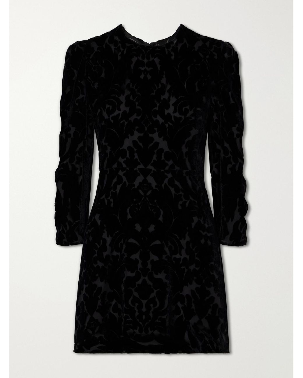 Gucci Black Devoré-Velvet Mini Dress