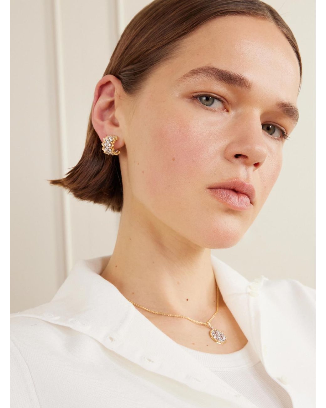 Buccellati Natural Rombi 18-Karat And Diamond Earrings