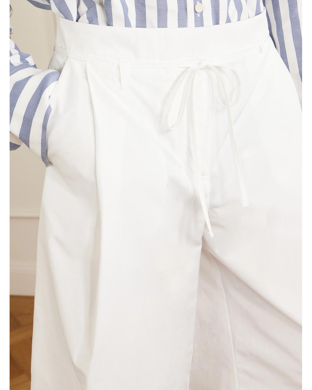 Jacquemus White Le Marin High-Rise Cotton-Poplin Wide-Leg Shorts