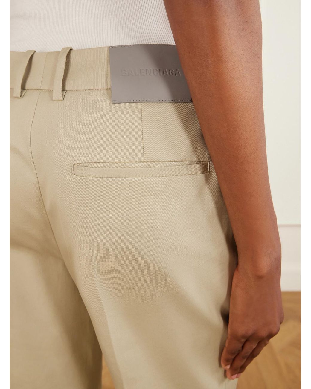 Balenciaga Natural Cotton-Gabardine Straight-Leg Pants
