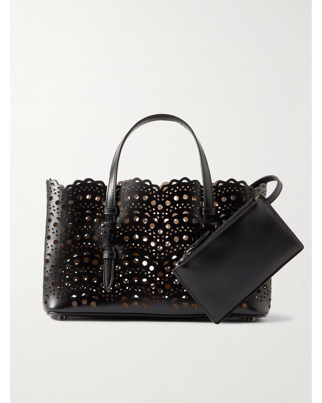 Alaïa Black Mena 25 E/W Medium Laser-Cut Leather Tote