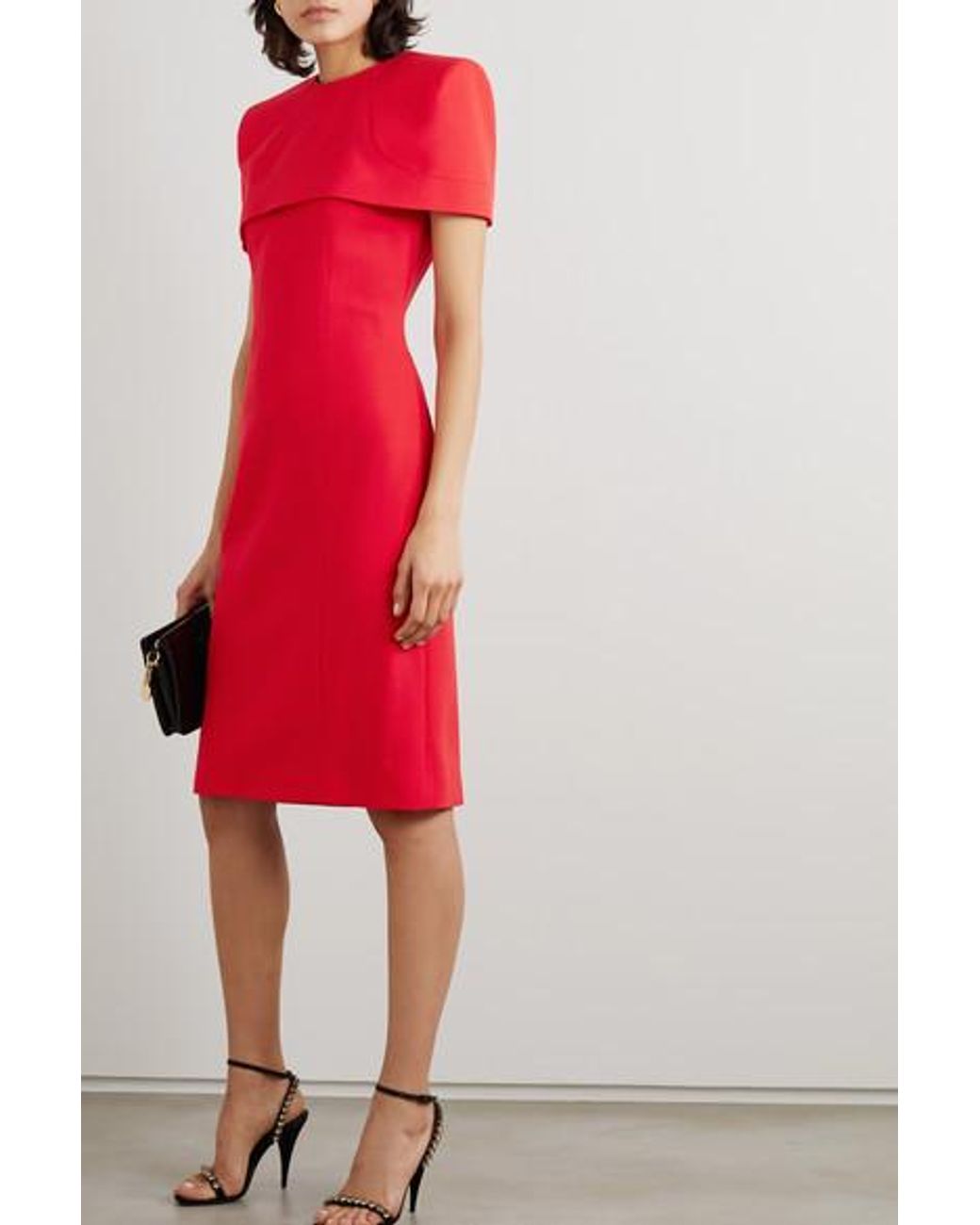 Robe Effet Cape En Crêpe De Laine Givenchy en coloris Rouge | Lyst