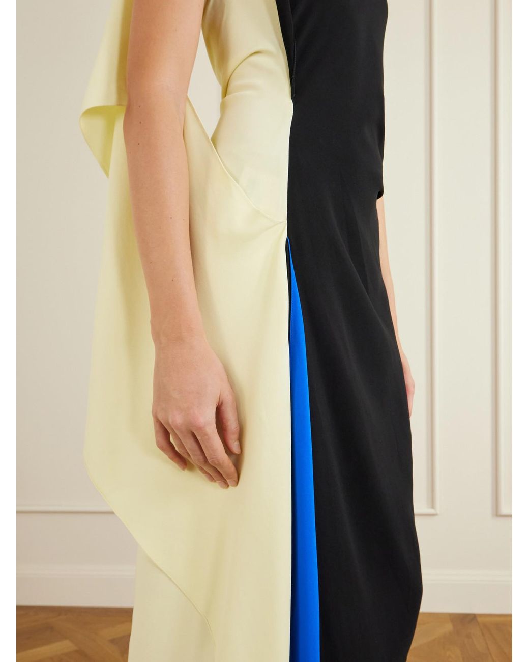 Loewe Blue Asymmetric Draped Crepe-Jersey Midi Dress