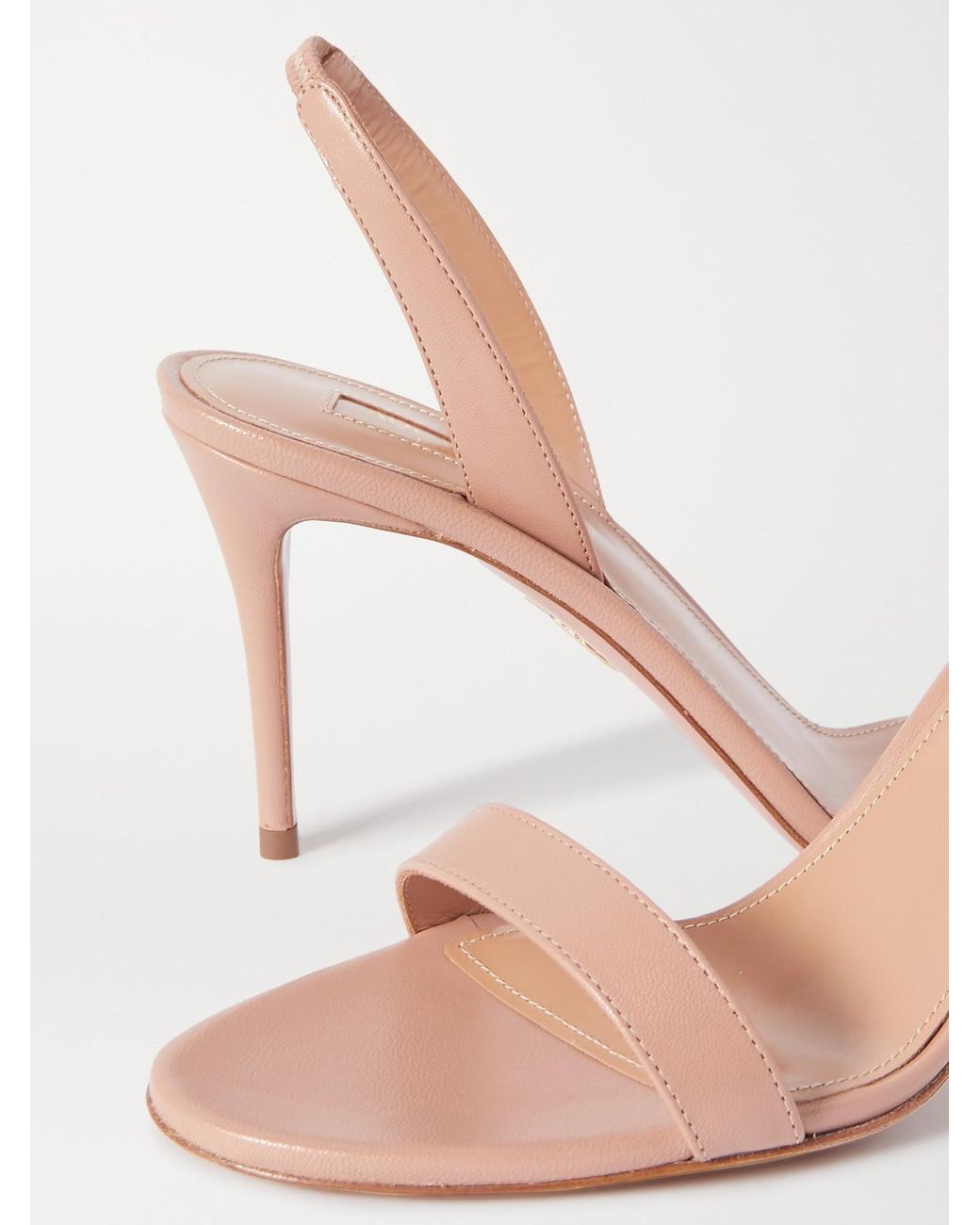 Aquazzura Natural So Nude 85 Leather Slingback Sandals