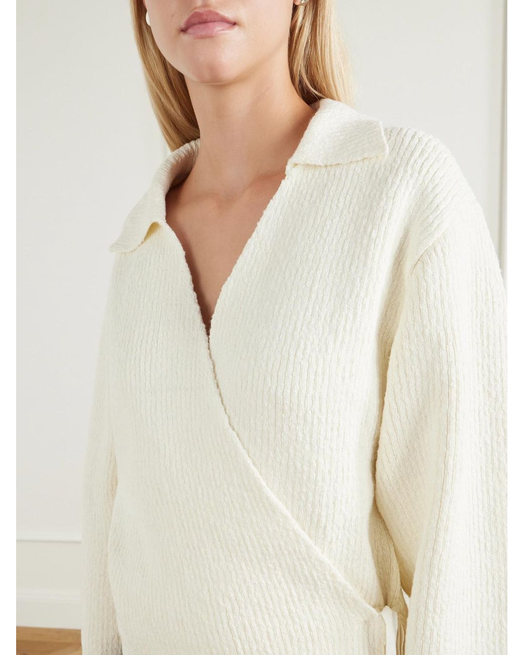 Deiji Studios White Wrap Organic Cotton Cardigan