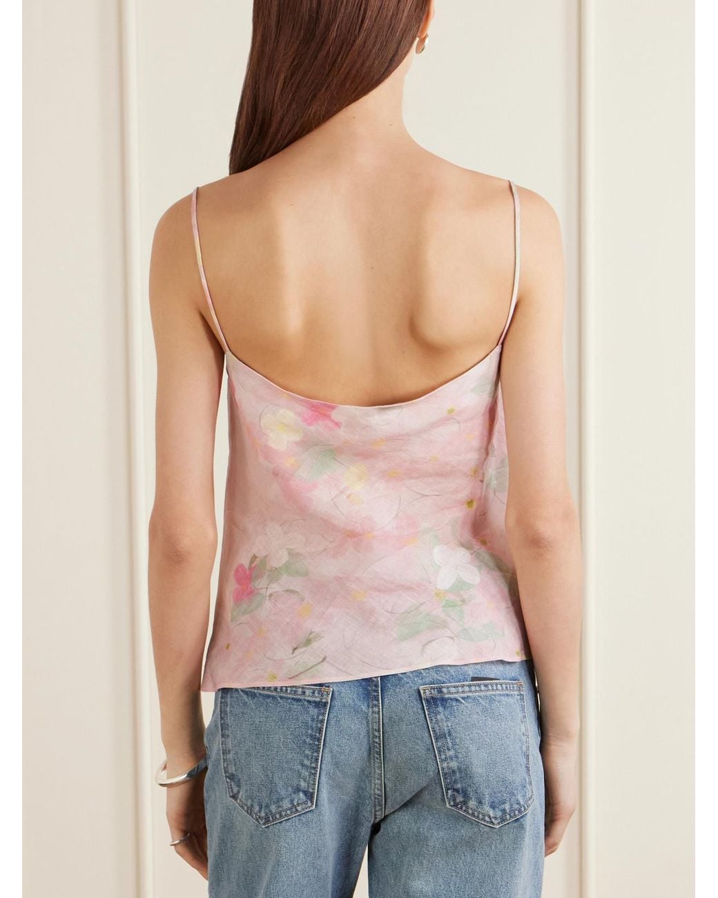 BERNADETTE Pink Riri Floral-Print Linen Camisole