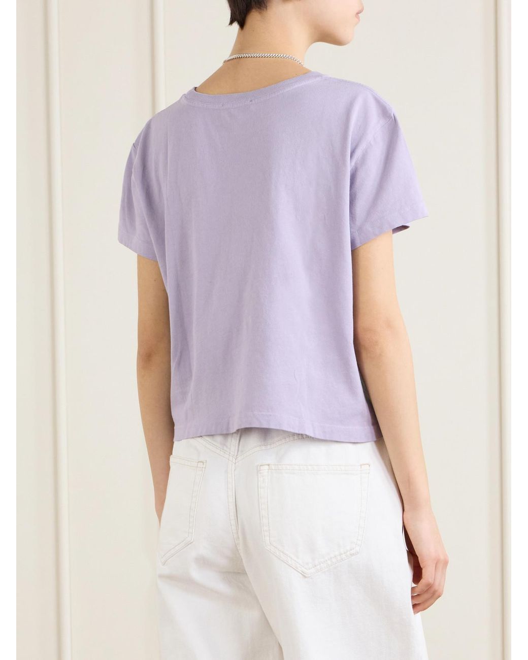 Agolde Purple Adine Cropped Organic Cotton-Jersey T-Shirt