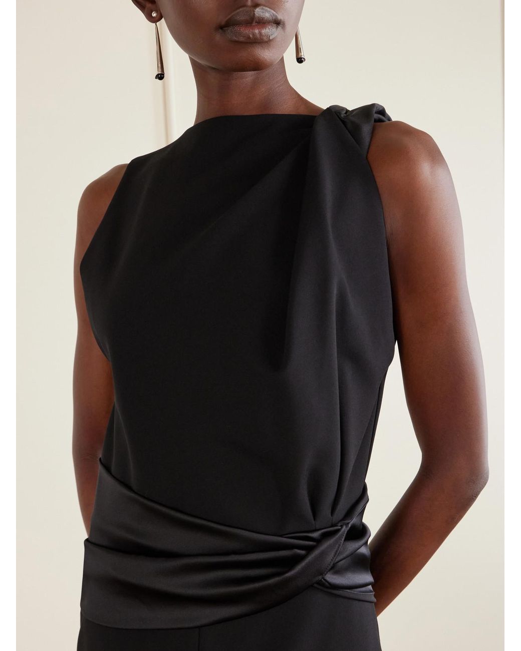 lanvin draped silk dress Draped crepe de chine maxi dress - red