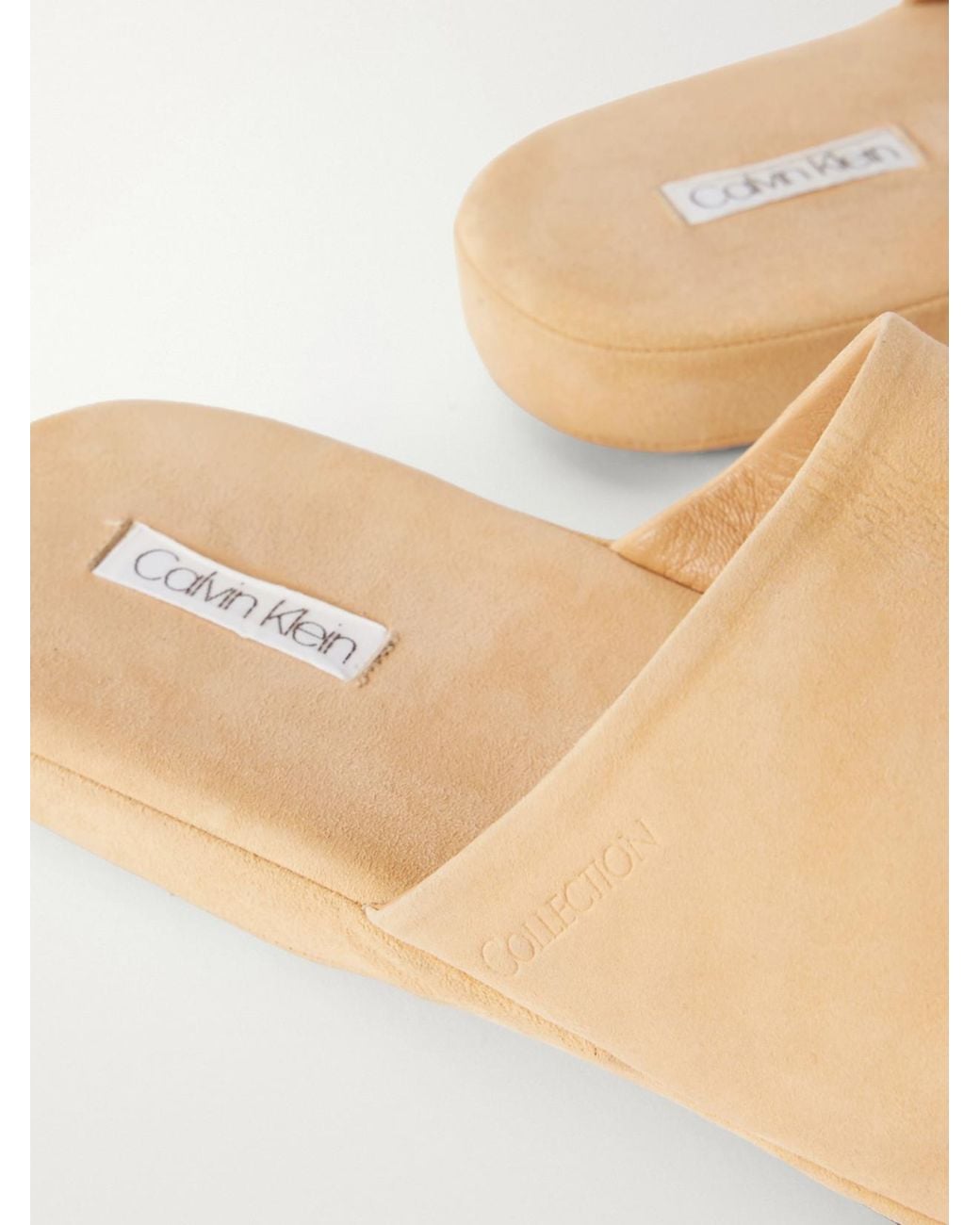 Calvin Klein White Suede Slippers