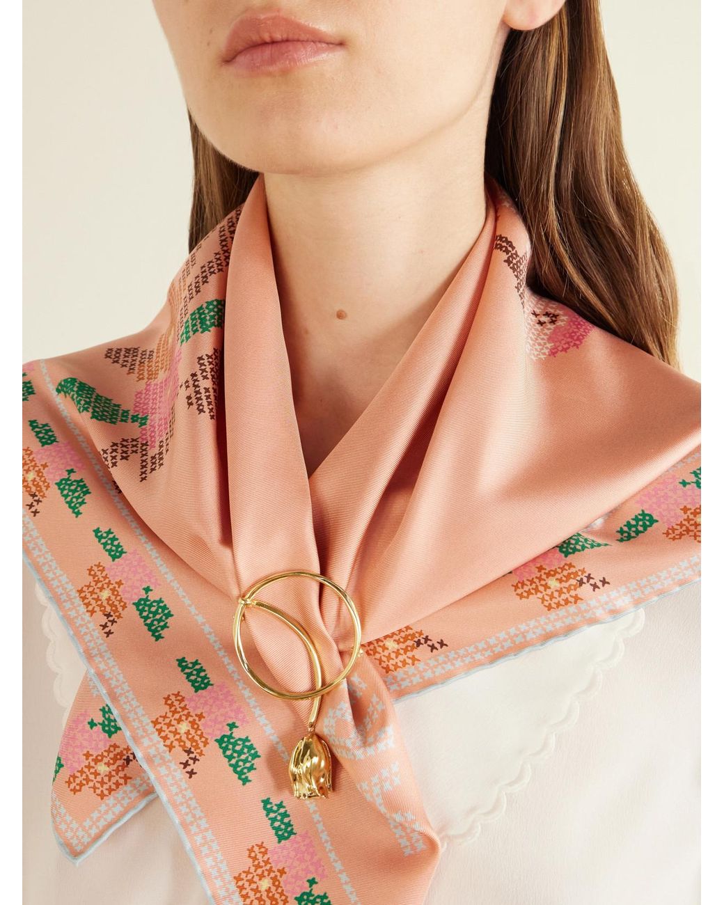 Chloé White Tulip-Tone Brooch