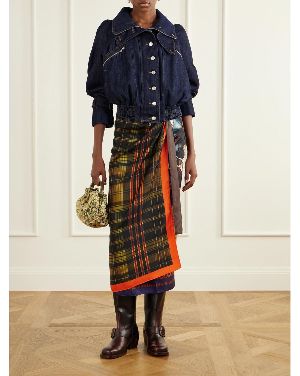 Dries Van Noten Blue Cropped Denim Jacket