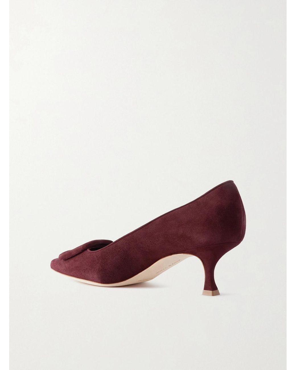 Manolo Blahnik Purple Maysale 50 Buckled Suede Pumps